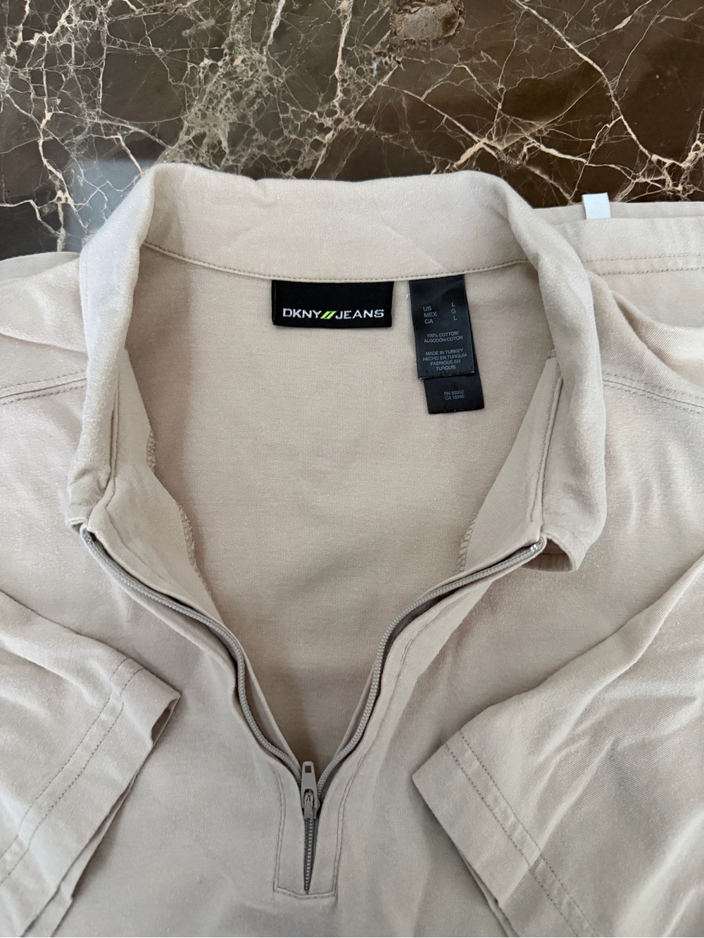 DKNY Jeans Men’s Tan Quarter-Zip Polo